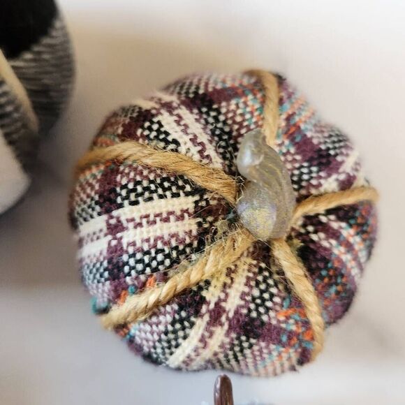 Fall Autumn pumpkin patch bundle cloth black white plaid gray velvet - Picture 5 of 6